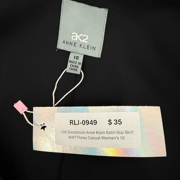 Y2K Deadstock Anne Klein Satin Slip Skirt NWT Flowy Casual Women’s 10 - Picture 5 of 5